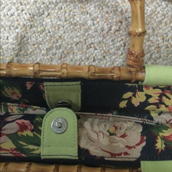 Talbots NWT Canvas Tote w/ Bamboo Handles - Picture 2 of 4